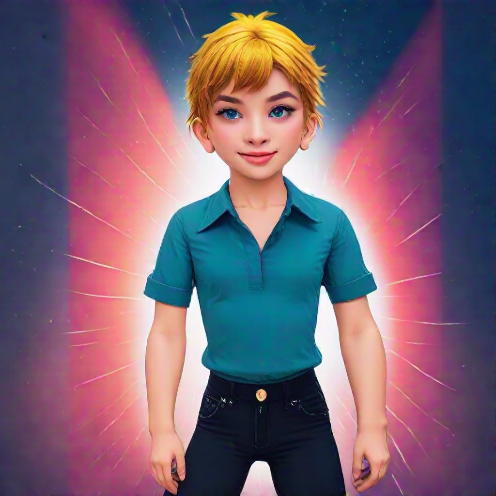 A high-quality masterpiece featuring a boy, rendered in the iconic style of a famous US cartoon movie. The boy is vibrantly colored, with expressive eyes and a dynamic pose, set against a detailed, animated background. The lighting is bright and cheerful, emphasizing the lively atmosphere of the scene. The composition is carefully balanced, capturing the essence of a beloved animated character, known for its widespread popularity in American cinema.