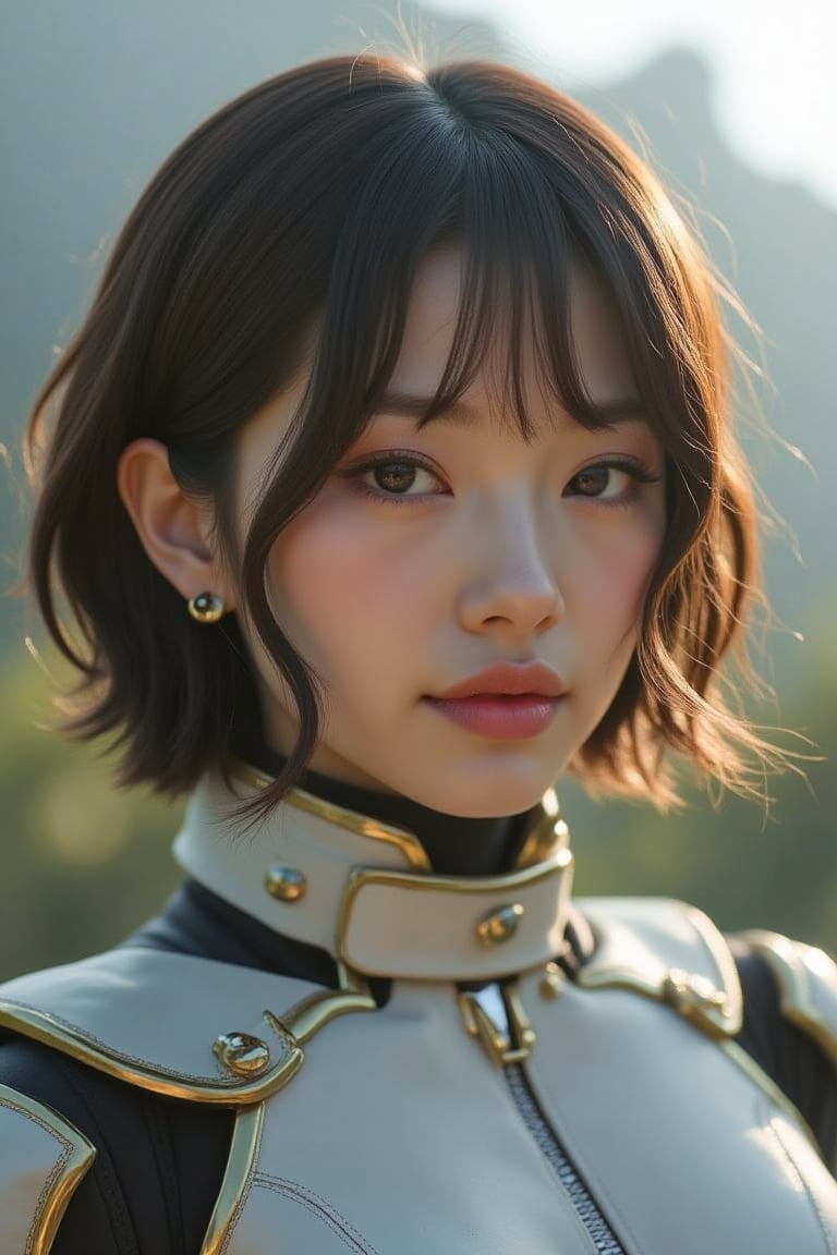 A portrait of a cyborg girl. (masterpiece, top quality, best quality, official art, beautiful and aesthetic:1.2), (1girl:1.4), portrait, extreme detailed, highest detailed, simple background, 16k, high resolution, perfect dynamic composition, bokeh, (sharp focus:1.2), super wide angle, high angle, high color contrast, medium shot, depth of field, blurry background, in the style of esao andrews,esao andrews style,esao andrews art,esao andrews