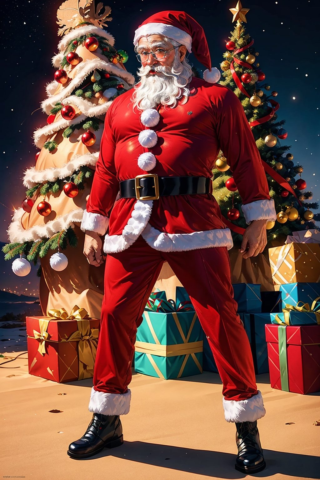 masterpiece,Santa Claus,Christmas tree,cute light bulb,movie lighting,(((Moose standing next to Father Christmas))), lots of colourful balls on the ground
Ultra high definition, ultra high resolution, visually Stunning,variety of colors,More Detail,High detailed,sntdrs