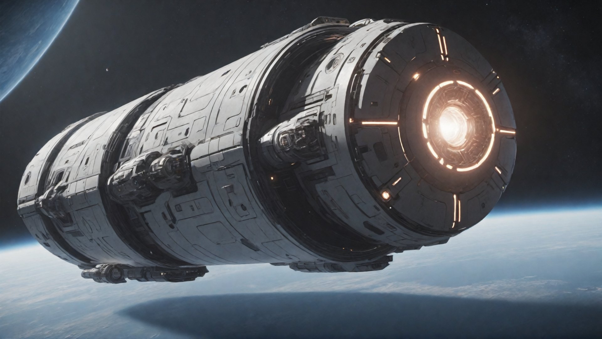  space, masterpiece, high_resolution, high detail, outer space, realistic, realism, cylindrical space station, futuristic, ion_engines, derelict, star citizen, star field, spacex, cinematic, flimic, cyborg style, zj, Movie Still