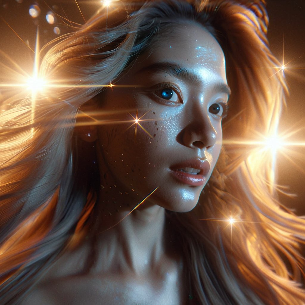 Realistic 8K resolution photography of on moon surface near giant mountain, 1girl with perfect face, walking away from the camera, shot through a five-point perspective prism, Reflect the dynamics of character and light, dramatic scenes with light and sparkle effects. illuminated by film grain, realistic skin, dramatic lighting, soft lighting,((wide angle lens depth)), Extremely details,