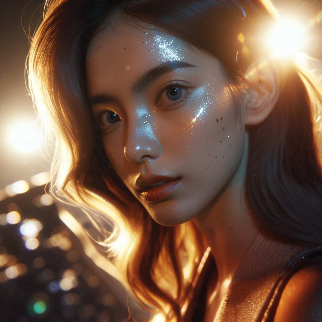 Realistic 8K resolution photography of on moon surface near giant mountain, 1girl with perfect face, walking away from the camera, shot through a five-point perspective prism, Reflect the dynamics of character and light, dramatic scenes with light and sparkle effects. illuminated by film grain, realistic skin, dramatic lighting, soft lighting,((wide angle lens depth)), Extremely details,