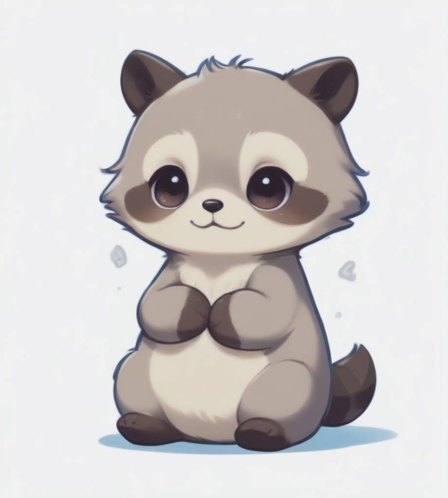 large raccoon, kawaii, cute, Line Chibi, white background, comic,ANIME ,Leonardo Style, anatomically correct