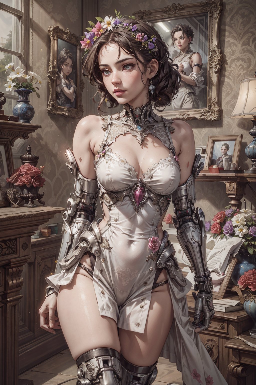 (4k), (masterpiece), (best quality),(extremely intricate), (realistic), (sharp focus), (cinematic lighting), (extremely detailed), (7th century),

A beautiful young girl with one cybernetic arm and one cybernetic leg is going out on her first date. Her honey eyes are filled with anticipation as she can't wait to see where will the day lead.

,flower4rmor, flower dress, flower cybenertic arm, flower cybernetic leg,
,Detailedface,DonM4lbum1n ,NoirStyle,anzhcvioletevergarden