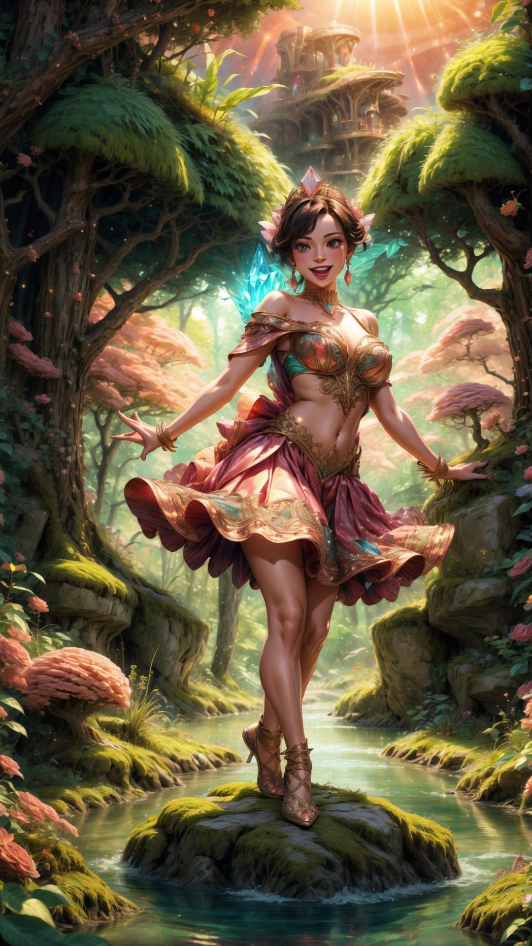 (4k), (masterpiece), (best quality),(extremely intricate), (realistic), (sharp focus), (award winning), (cinematic lighting), (extremely detailed),

A girl dancing with fairies in a magical forest, her laughter echoing through the trees.

,EpicSky,Isometric_Setting,DonMBl00mingF41ryXL ,TreeAIv2,phcrystal,Circle