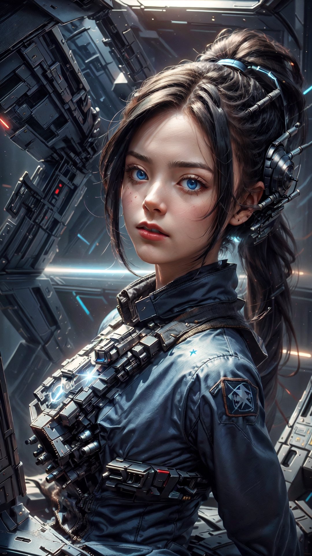 (4k), (masterpiece), (best quality),(extremely intricate), (realistic), (sharp focus), (award winning), (cinematic lighting), (extremely detailed), (epic), 

1girl, long black hair in ponytail, cerulean blue eyes.

A young woman with long black hair, pulled back into a ponytail, sits in the cockpit of an X-wing starfighter. She is wearing a Rebel Alliance pilot's uniform and helmet, and her face is determined and focused. Her eyes are sharp and intelligent, and her lips are set in a firm line. She is ready to take on the Empire and fight for freedom.

,stealthtech ,EpicSky,DonMDj1nnM4g1cXL 