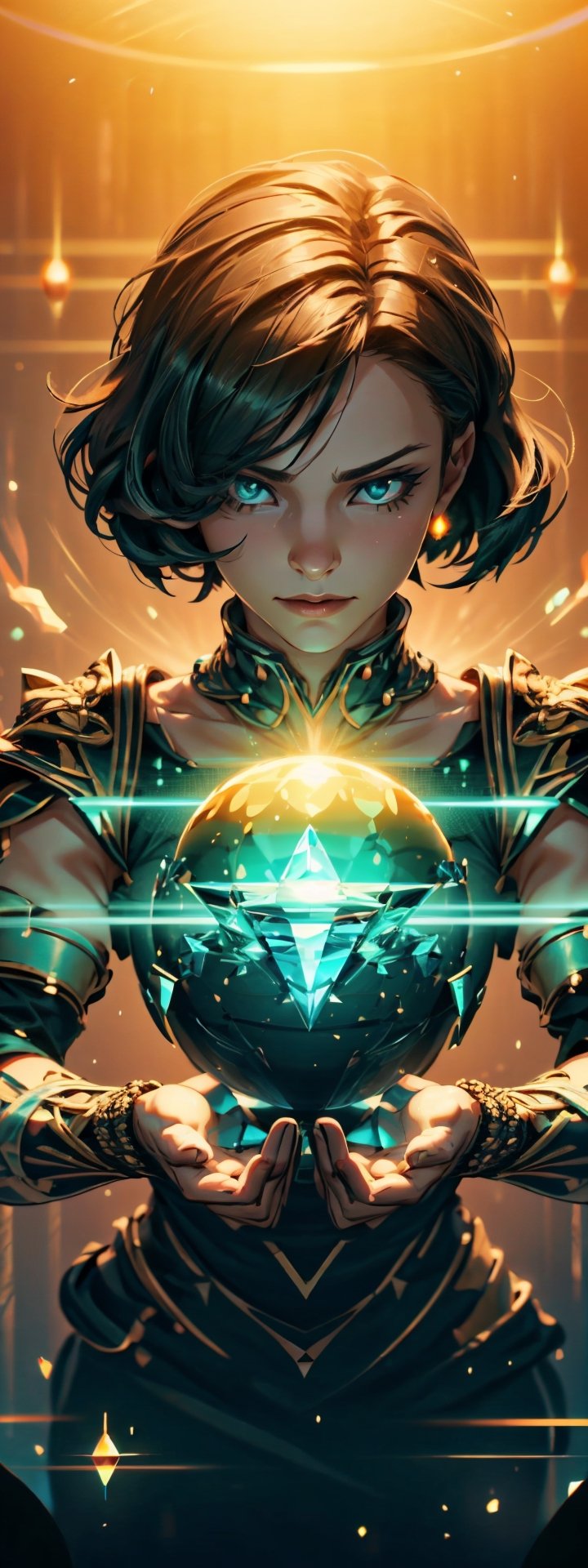 (4k), (masterpiece), (best quality),(extremely intricate), (realistic), (sharp focus), (cinematic lighting), (extremely detailed),

A girl holding a glowing orb in her hands, her face filled with power and determination.

,Isometric_Setting ,phcrystal,Circle,hackedtech