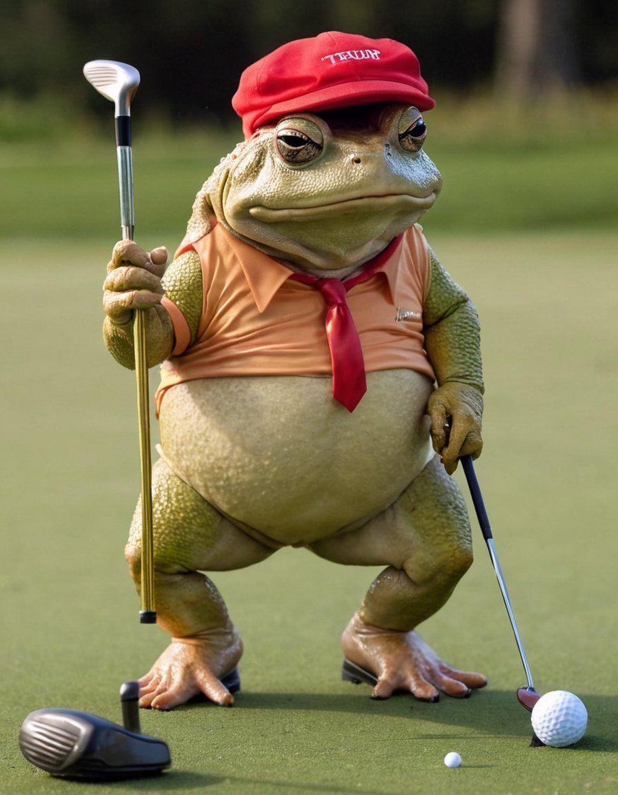 Donald Trump Toad playing golf