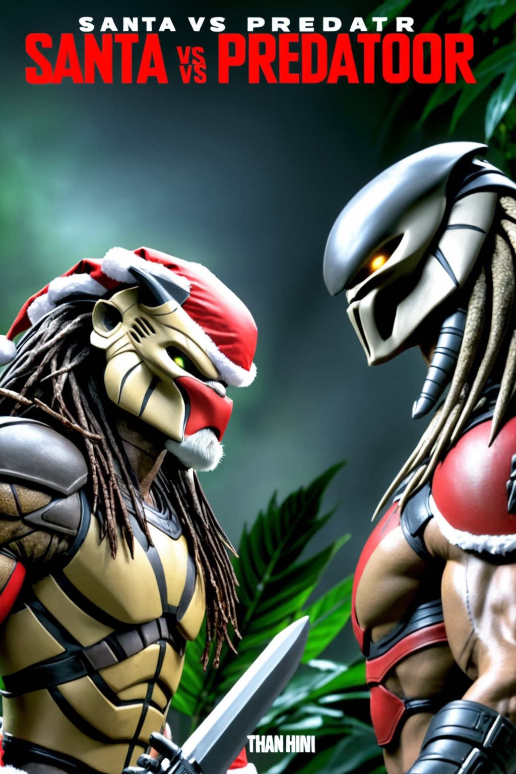 Santa vs Predator with title "Santa vs Predator" on it ,Movie Poster, MoviePosterRedAF, MoviePosterAF, thm style