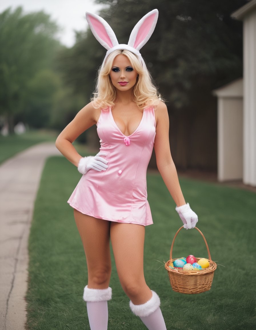 Photo of a woman dressed as a Playboy Easter Bunny