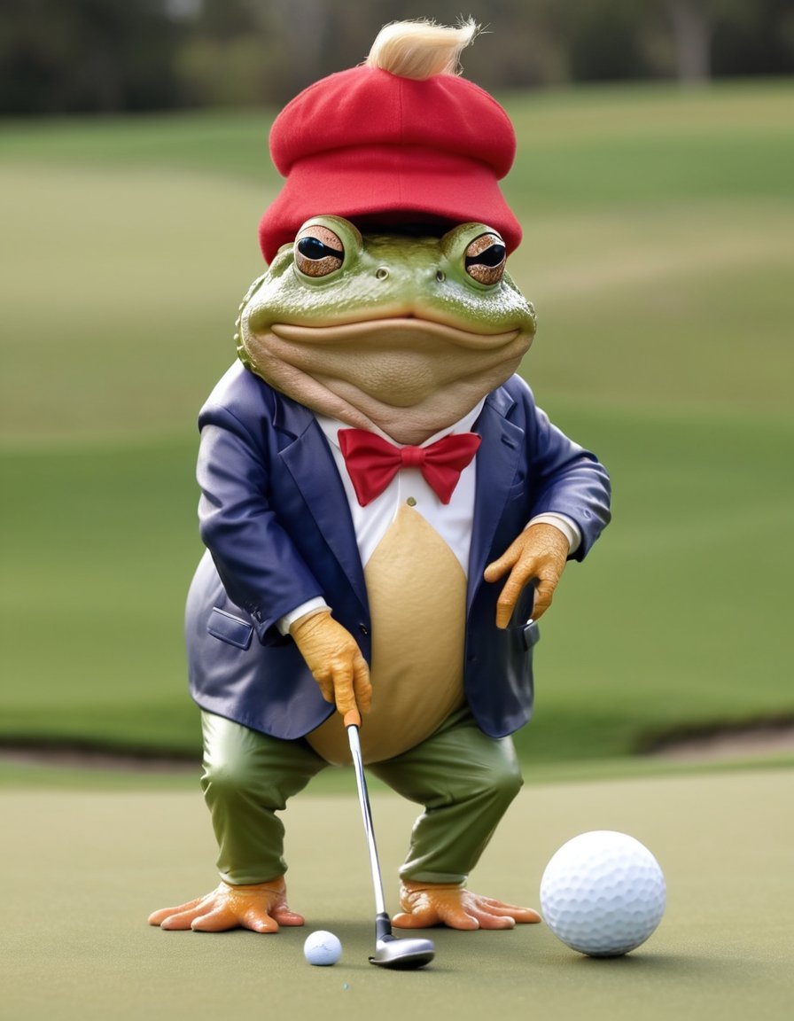 Donald Trump Toad playing golf