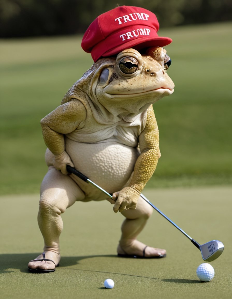Photo of Donald Trump Toad playing golf