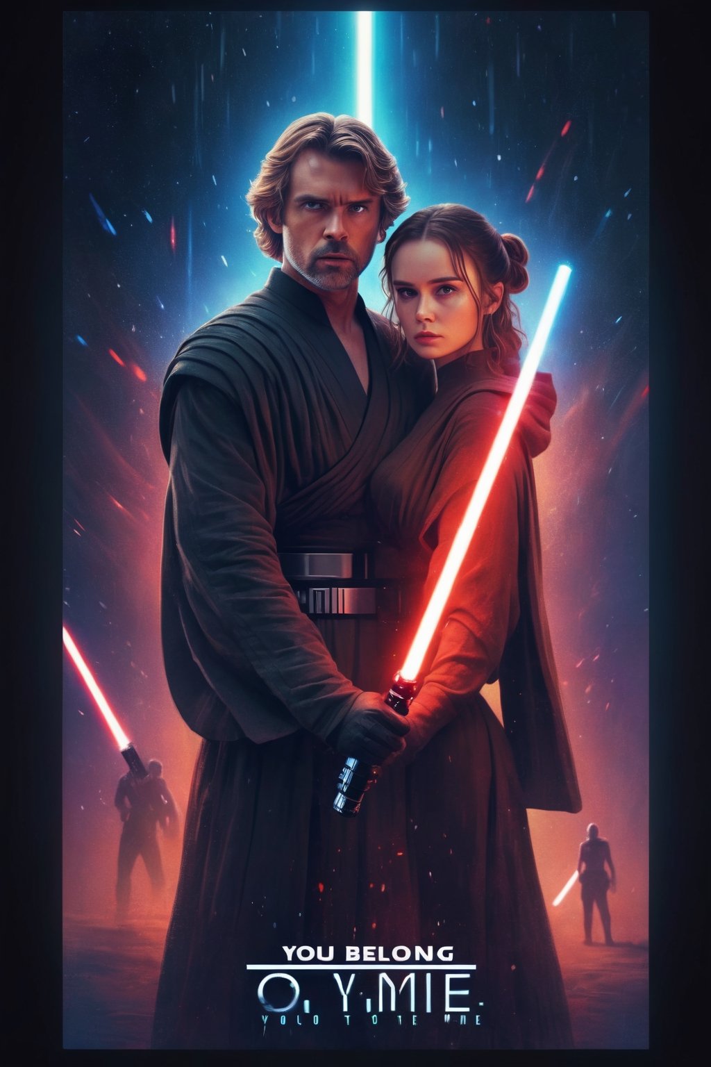 Movie Poster "You belong to me", lightsaber, 8k, cinematic, bright light,movie poster