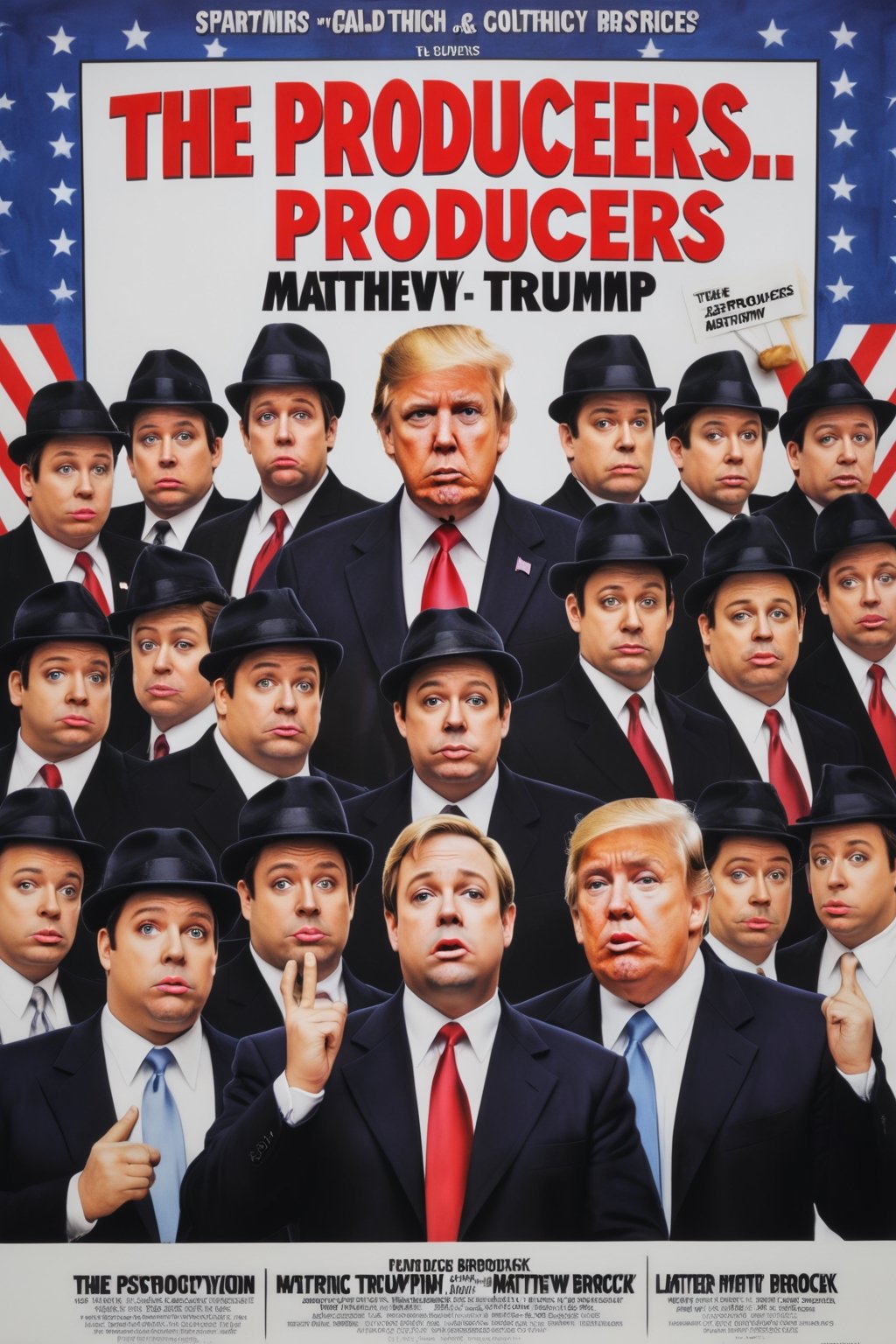 Movie poster page "The Producers" starring Donald Trump and Matthew Broderick