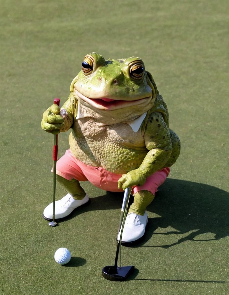 Donald Trump Toad playing golf