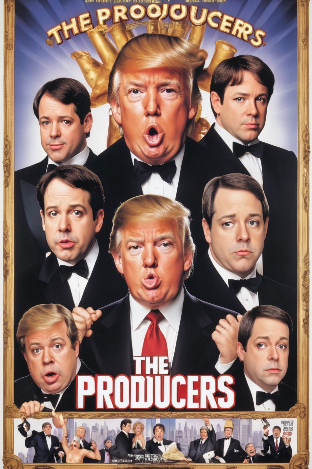 Movie poster page "The Producers" starring Donald Trump and Matthew Broderick