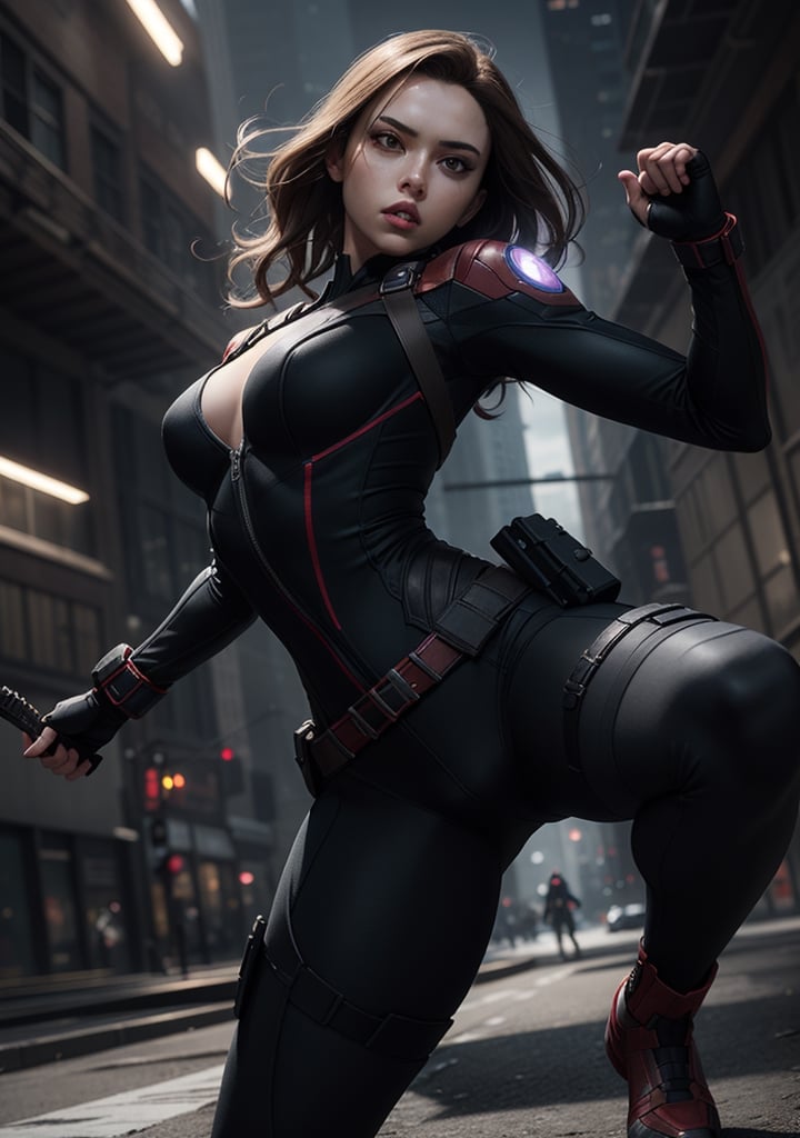 Concept art by Jim lee Ana de armas,black widow,action sequence,dynamic pose,highly detailed,highly intrinsic details,octane render,64k