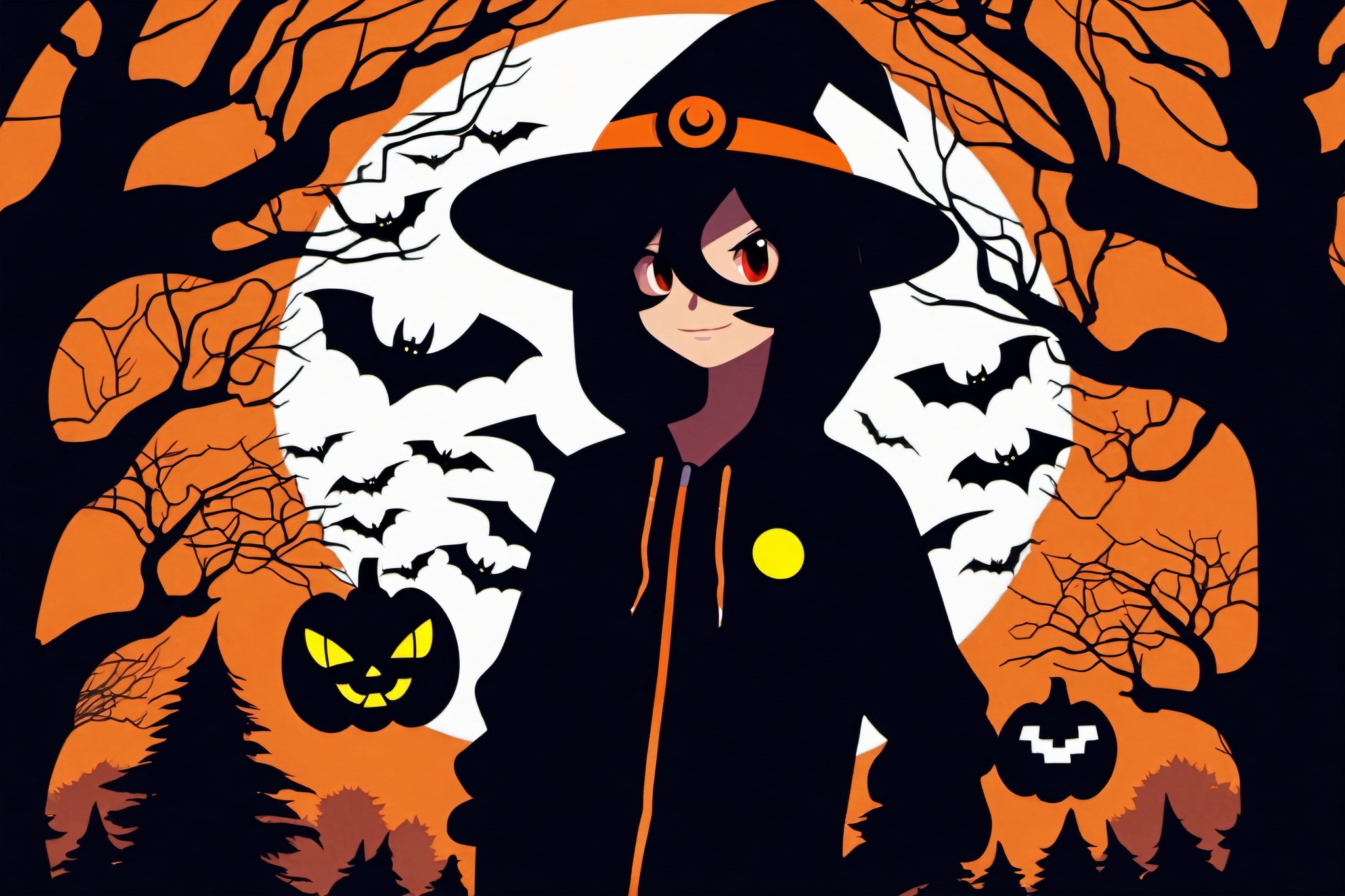 teenager, dark_forrest, Halloween, pokemon_anime_style