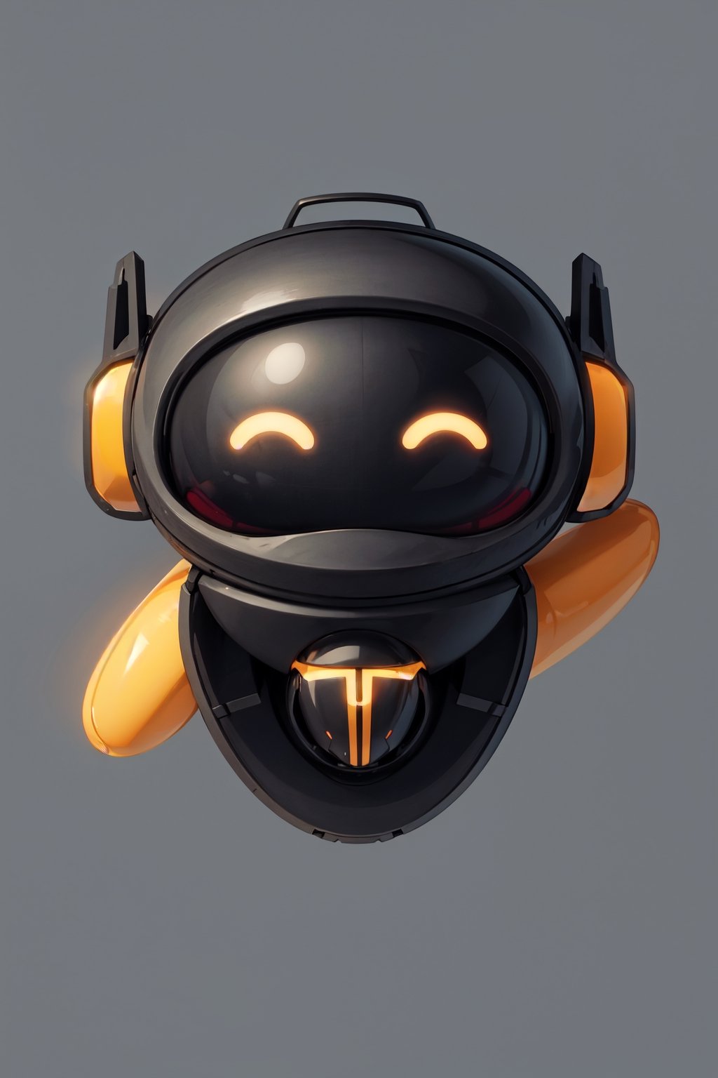 cute cartoon cartoon robot with its arms crossed and little antennae on the sides, solo, closed eyes, smile, facing viewer, 3D style, simple background, ^ ^, open mouth, no humans