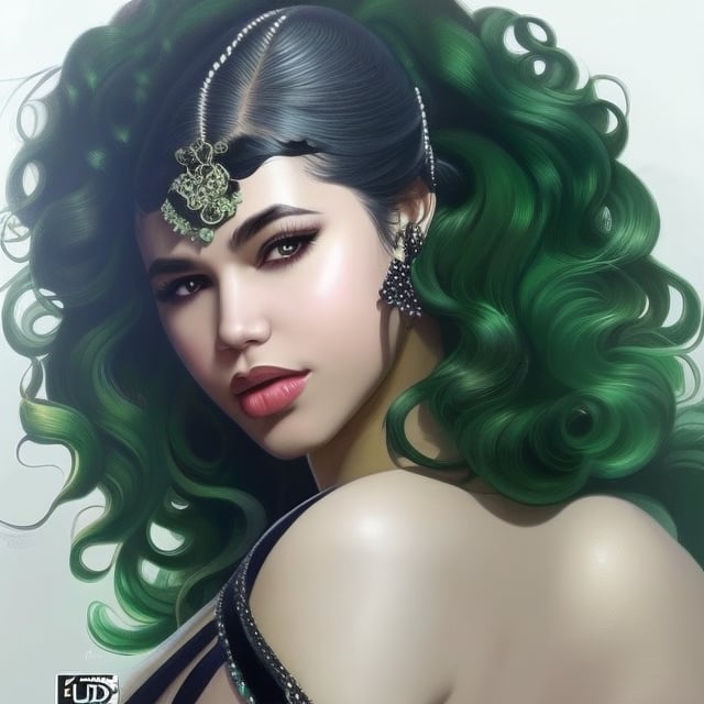 mehkadon , a painting mehkadon ,green curly hair, 85mm portrait, ross tran 8 k, hyperrealistic fantasy art, realistic fantasy painting, realistic fantasy artwork, wlop art, digital fantasy art ), fantasy woman, wlop and ross tran, in style of wlop, karol bak uhd, beautiful fantasy art, by tom bagshaw and boris vallejo
