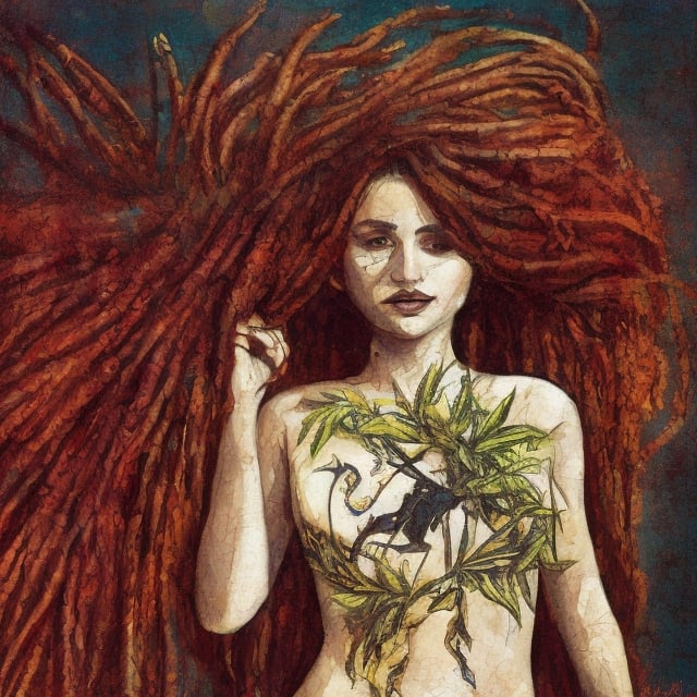 kayaises  artwork, detailed hair ,black jerjecy with cannabis printa, long shot in the style of adrian ghenie, esao andrews, jenny saville, edward hopper, surrealism, dark art by james jean, takato yamamoto, inkpunk minimalism, realistic colors