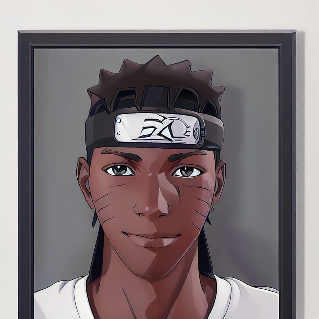 jdtclai digital matte portrait in style of a black ebony Naruto, short black hair, Hidden details background, ebony Naruto, Masashi Kishimoto