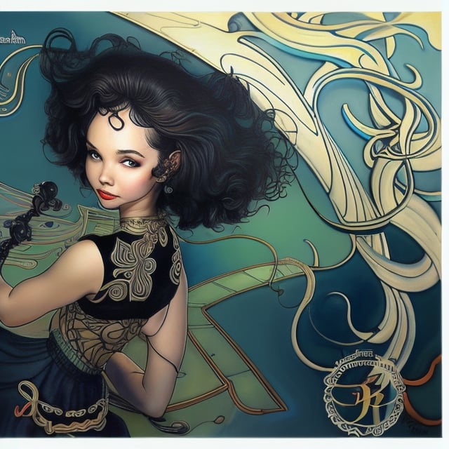 mehkadon ,88mm,album cover art ,curly hair,painting of a mehkadon ,black tshirt,, james jean and wlop, loish |, artgerm and james jean, james jean and peter mohrbacher, inspired by James Jean, by loish, benjamin lacombe, james jean andrei riabovitchev, james jean ”, james jean soft light 4k, james jean soft light 4 k