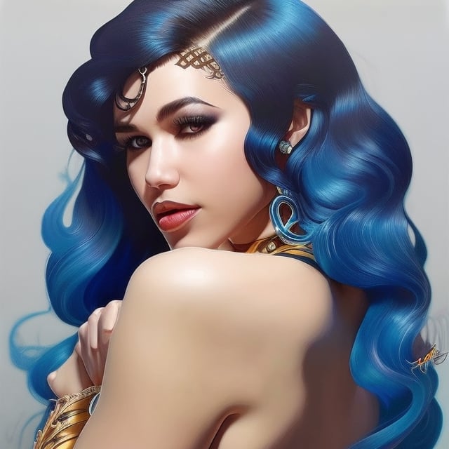 mehkadon , a painting mehkadon ,blue curly hair, 85mm portrait, ross tran 8 k, hyperrealistic fantasy art, realistic fantasy painting, realistic fantasy artwork, wlop art, digital fantasy art ), fantasy woman, wlop and ross tran, in style of wlop, karol bak uhd, beautiful fantasy art, by tom bagshaw and boris vallejo
