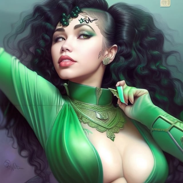 mehkadon , a painting mehkadon ,green curly hair, 85mm portrait, ross tran 8 k, hyperrealistic fantasy art, realistic fantasy painting, realistic fantasy artwork, wlop art, digital fantasy art ), fantasy woman, wlop and ross tran, in style of wlop, karol bak uhd, beautiful fantasy art, by tom bagshaw and boris vallejo
