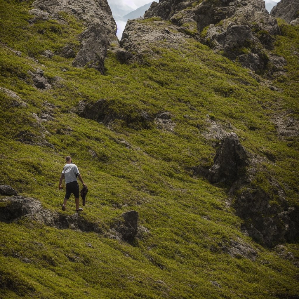 highly detailed photo of a (earth elemental:1.2) walking along a rugged hillside,
1boy,

realistic, depth of field, blurry background,

mountainous terrain,

photorealistic,
cinematic photography,






