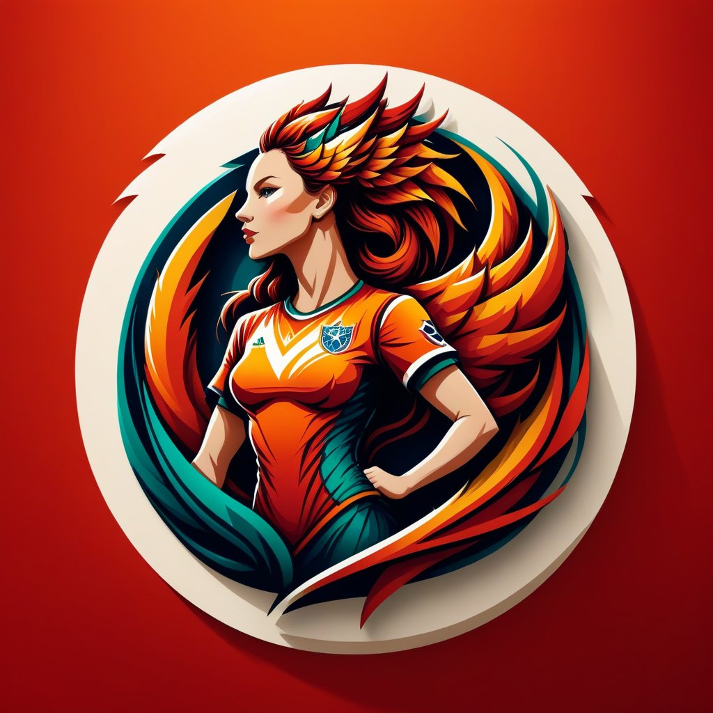 The logo features a combination of symbolic elements that represent football. stylized women, Heath, and a women silhouette to convey the essence of football, Stylized logo symbols are the london heath, phoenix (or dragon) 