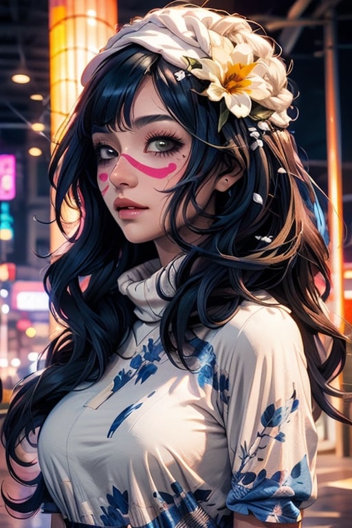 Bleach nel, cute face ,floral print, Best quality, best illustration, best lighting, incredible quality, highly detailed 8k CG wallpape,odelschwanck,midjourney