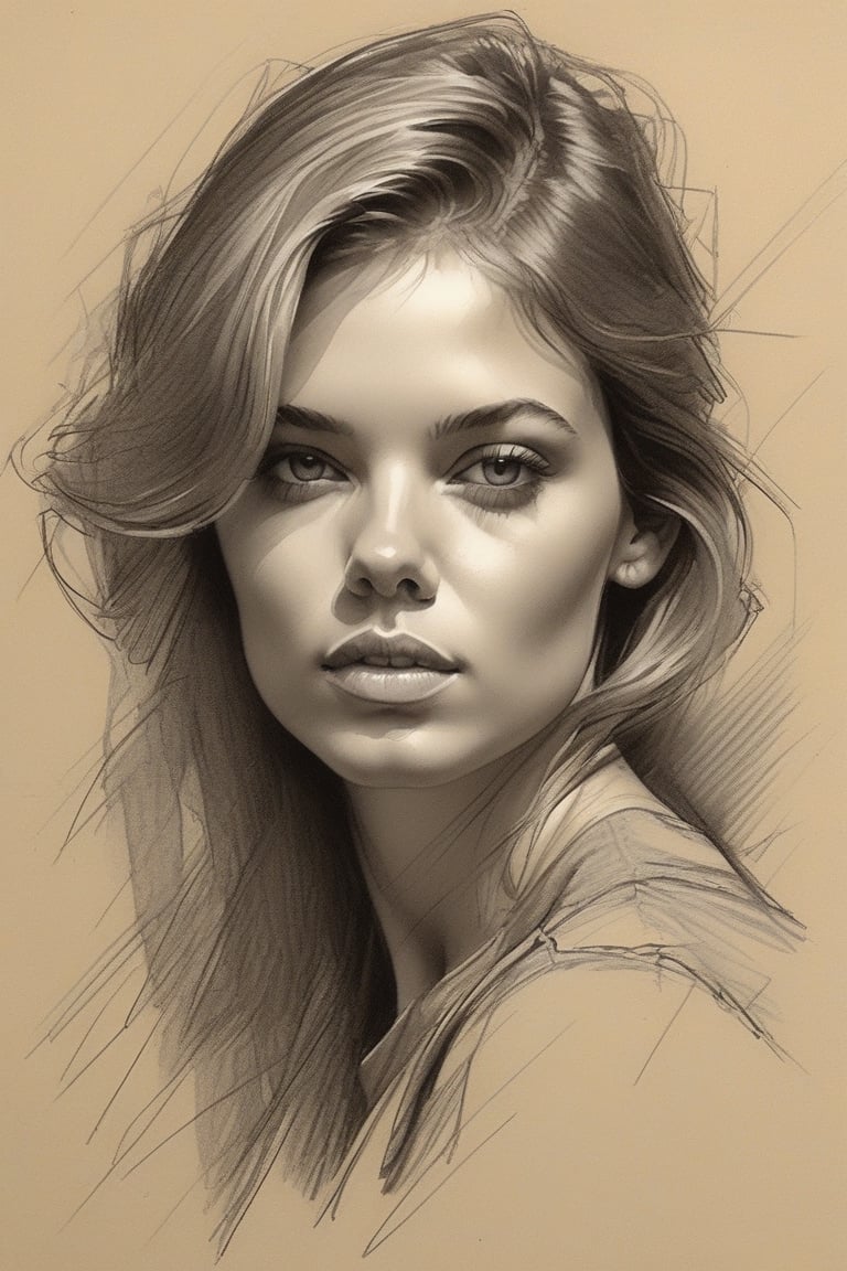 Sketch of a beautiful girl, portrait by Sam Spratt, illustrative art, detailed, elegant, sharp focus.
