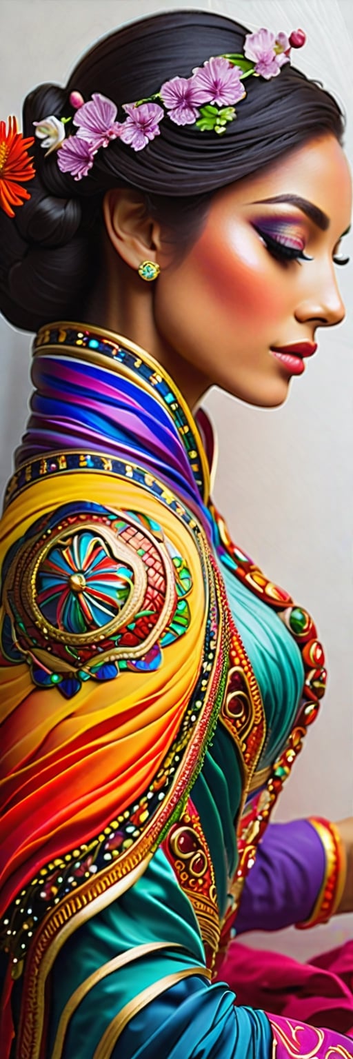  woman, Colorful glass . No background. Captured with exquisite detail on a canvas painting, the mesmerizing image evokes a sense of wonder and enchantment, showcasing the exquisite beauty of this unique creature. 3D, Magical, Fabulous, Masterpiece Painting, Highly Detailed, Captivating, Enchanting, Diffuse Light, Perfect Composition, , Trending on Artstation, Sharp Focus, Studio Photo, Intricate Details, Highly Detailed, by Greg Rutkowski, 