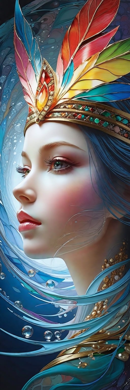  woman, Colorful glass . No background. Captured with exquisite detail on a canvas painting, the mesmerizing image evokes a sense of wonder and enchantment, showcasing the exquisite beauty of this unique creature. 3D, Magical, Fabulous, Masterpiece Painting, Highly Detailed, Captivating, Enchanting, Diffuse Light, Perfect Composition, , Trending on Artstation, Sharp Focus, Studio Photo, Intricate Details, Highly Detailed, by Greg Rutkowski, 