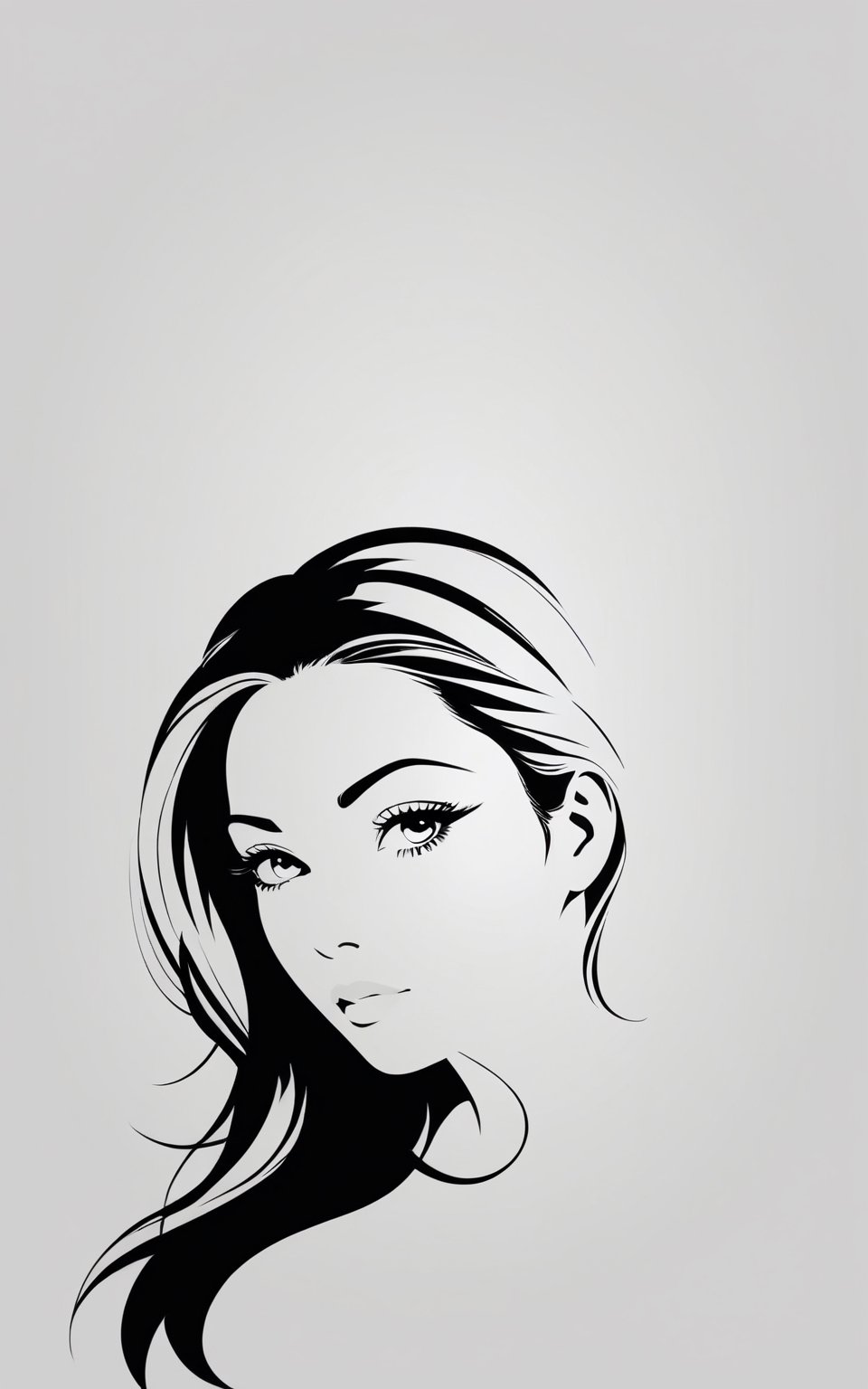 beautiful woman, very minimalist art style,  by vovin, 2d style vector,artint,vector art illustration, minimalism