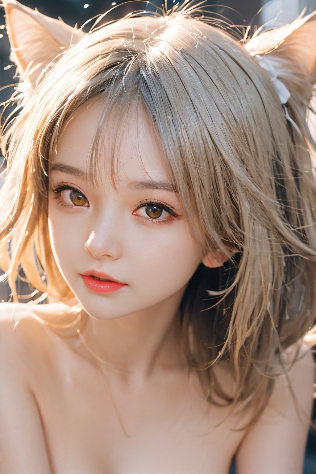 ((((Naked)))), two girls, beautiful breasts, highly detailed CG Unity 8k wallpaper, masterpiece, top quality, super detailed, best illustration, best shadow, very delicate and beautiful, dynamic angle, {{{animation}}}, crayon drawing, {cute}, white hair, heterochromia, red and yellow eyes, cat ears, {{{wide white outline}}}, {cute}, normal human anatomy , whole body, cherry blossom background, spring, angle,