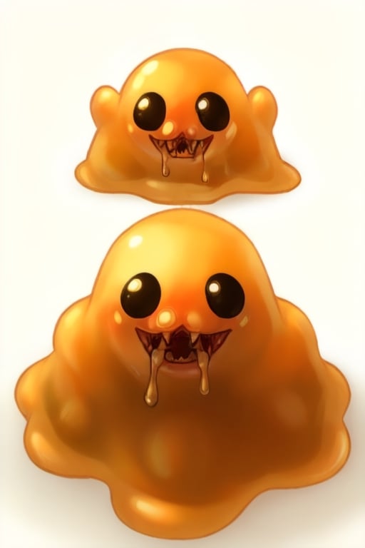masterpiece, best quality, 3d, simple white background, 

scp999, slime, slime boy, orange, dot eyes, black eyes, 

((scary, monster, terrifying appearance, beast, bloodthirsty evil creature)),