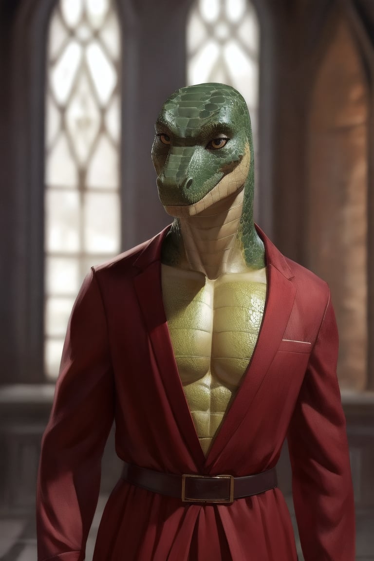 hyperrealism, flat hyperrealism, medieval hyperrealism, humanoid lizard, scales, humanoid lizard, fully reptilian head, dead eyes, wild animal, sexy clothing, full body in scales