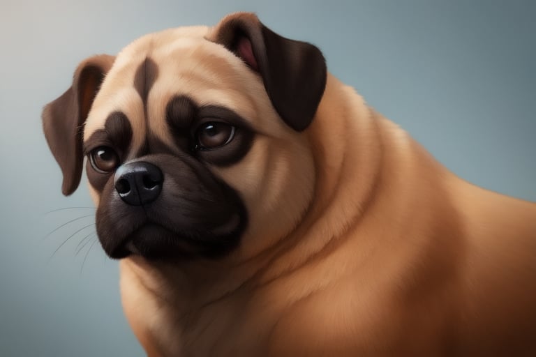 dog, normal dog, realistic dog, pug, plain background