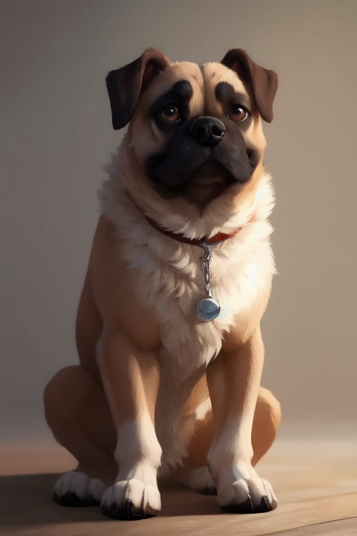 dog, normal dog, realistic dog, pug, plain background