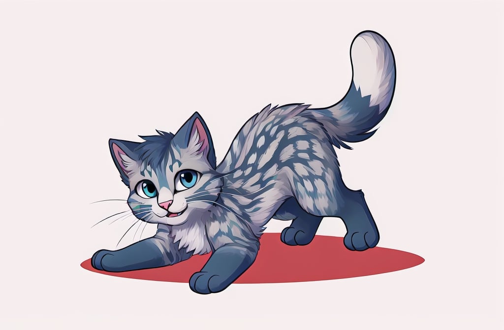 masterpiece, best quality, high detailed, furry, animal, ordinary animal, on all fours, kitten, sweet kitty, energetic pose, perfect proportions, ordinary cat, white background, gray fur, white spots on the fur, stand front, full body,