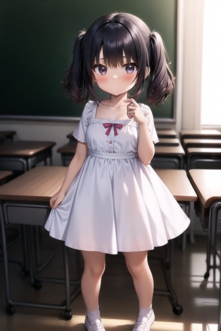 ((main girl)), y, full body, cute, dress, petite, short girl, small girl, classroom, kinderg, many ks in background, 

(