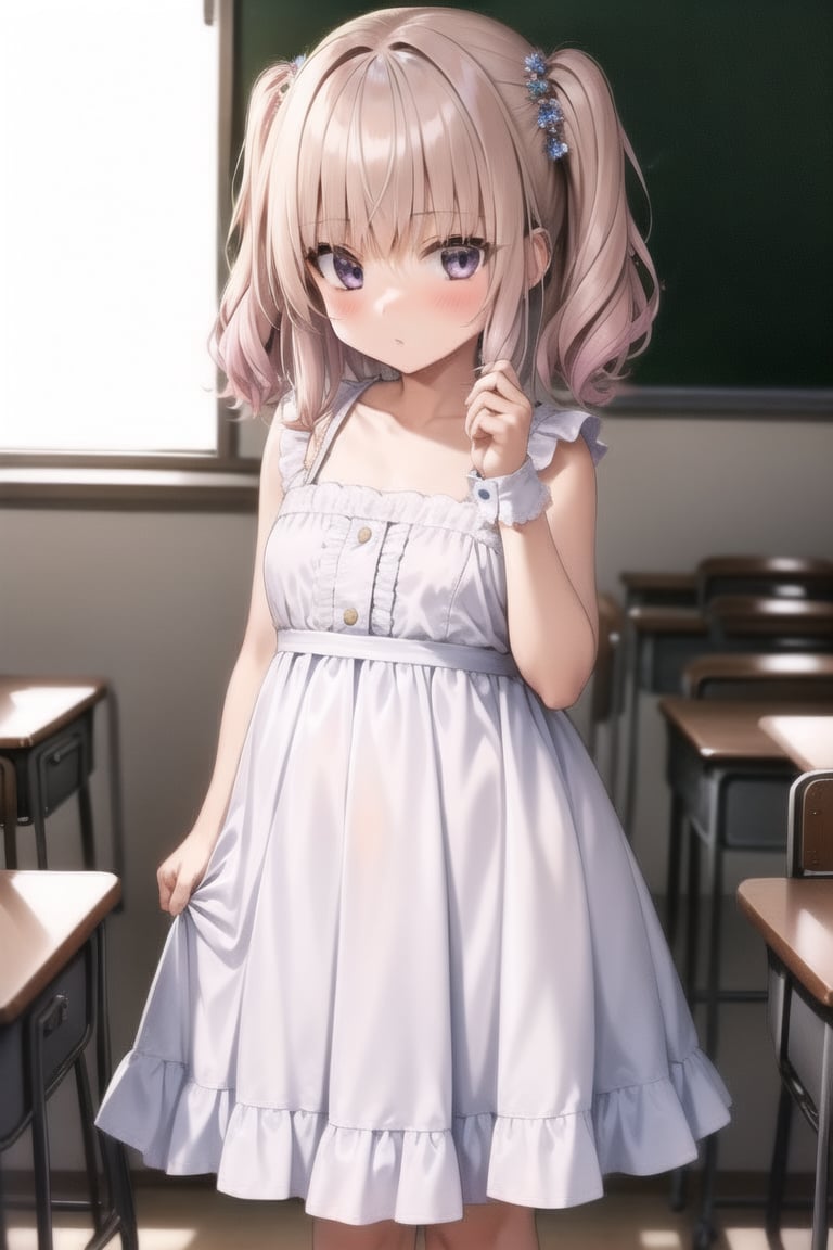 ((main girl)), y, dress, petite, short girl, small girl, classroom, kinderg, many ks in background, 

(