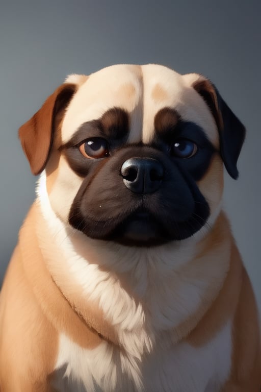 dog, normal dog, realistic dog, pug, plain background