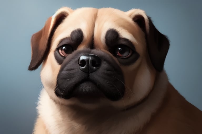 dog, normal dog, realistic dog, pug, plain background