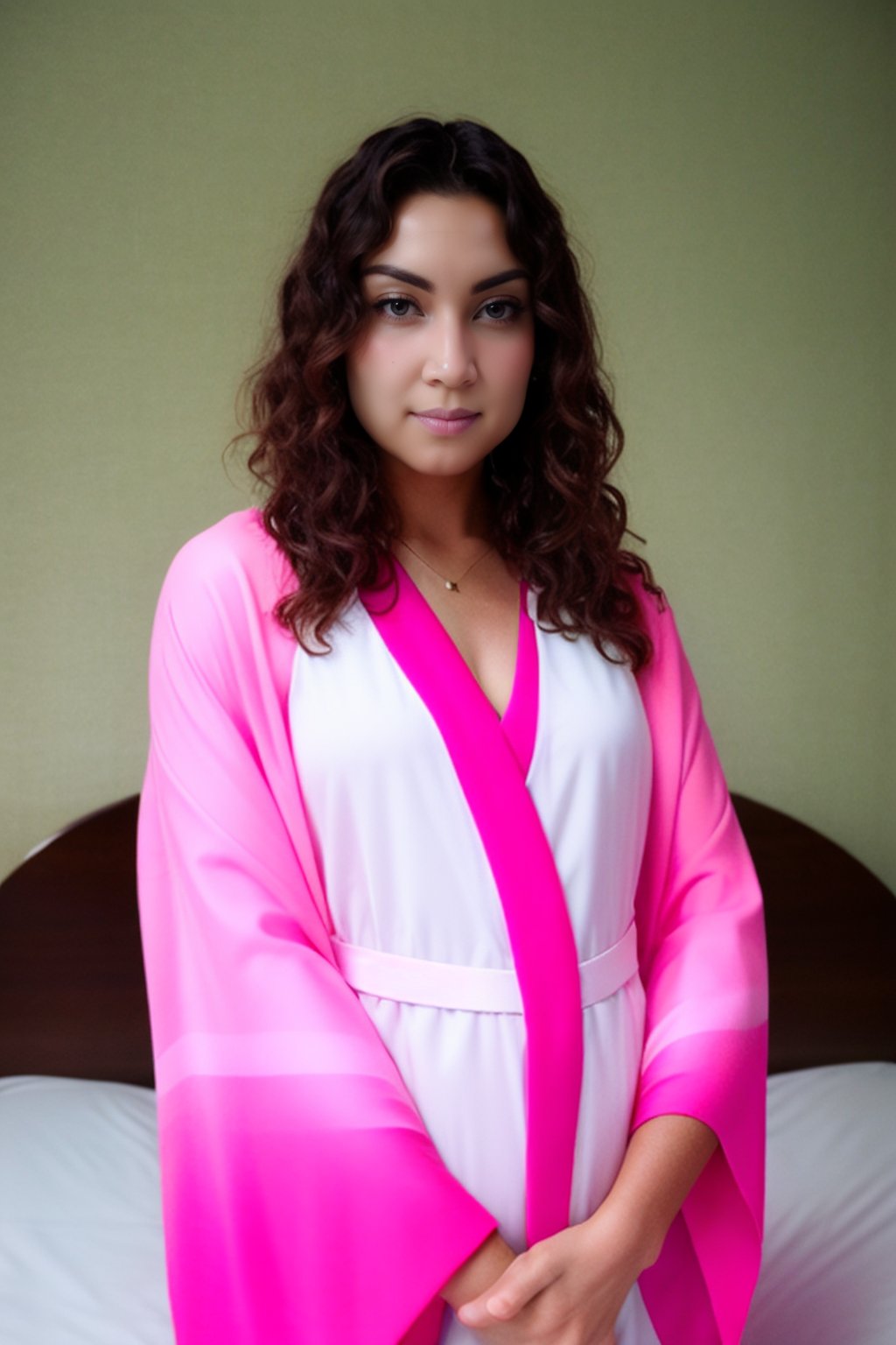 (masterpiece), best quality, expressive eyes, perfect face  ,white long hair ,  pink kimono ,Daki