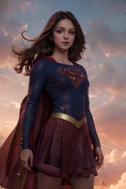 Professional portrait of a girl as supergirl completely naked, nipples, boobs, small boobs, abs, fit, soft smiling, battlefield in background, highly detailed, high resolution, ultra realistic, hyperrealistic, sky in background,supergirl,KiaraAdvani