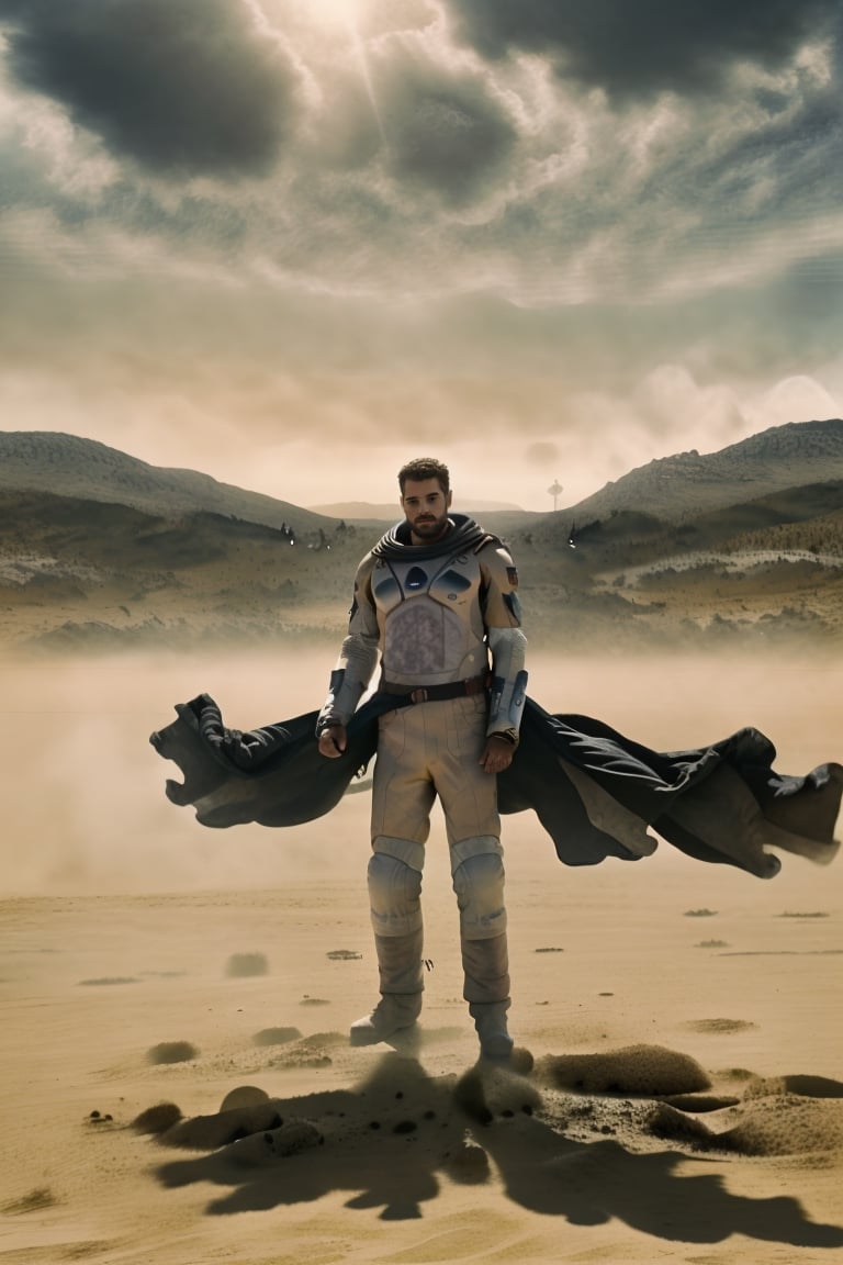 (photorealistic):1.4, moviestill, cinestill, (RAW, photo), break,
(best quality, ultra quality, high quality):1.3, break, dynamic view, a head and full body portrait of a handsome tall mage 1man in a desert planet. thick male neck, wide strong male shoulders, (sandstorm:1.15), (casting spell, looking at viewer):1.25 , very symmetric handsome head, very symmetric pupils and iris and open eyes, very well drawn male face, realistic legs movement,  realistic hands and fingers movement, accurate anatomy, realistic male mage clothes with dynamic movement, (realistic throwing or casting spell body movement:1.25), high res, colorful,  Epicrealism, ,3D Render,   desertpunk, intricate interesting creative desert masterpice, surprising arcane colors:1.3, ,(character focus, full height, very intricate), scifi,digital art, 4k 8k 16k 32k, fantasy, Alok Petrillo, new, newest, original, strong depth of field, film grain, real life, best perspective and aesthetic, arcane atmosphere, sense of magic and spellcasting, techno-magic,  EpicRealism,