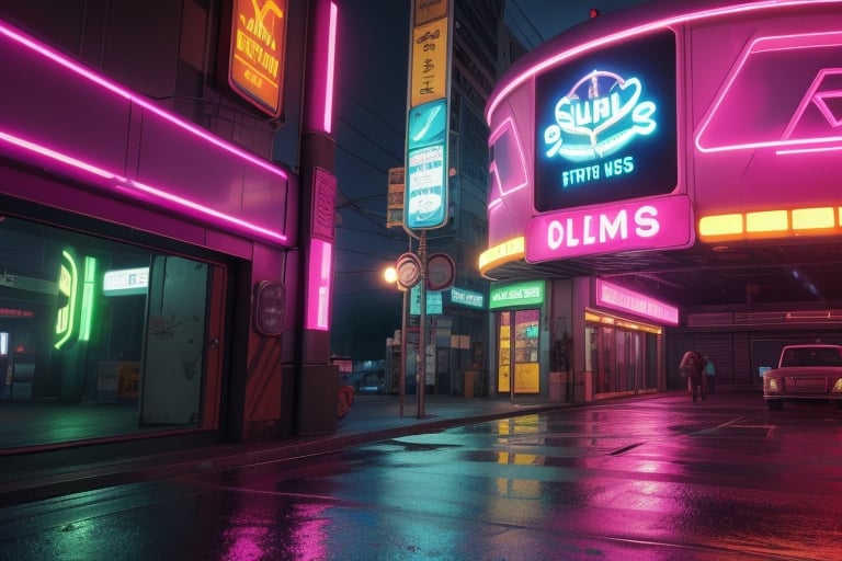 blade runner 80's style\ 80's rainy neon lights  ,3d toon night time style,xyzdaphne,wo_fmmika01,ff8bg